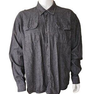 Wrangler Black Western Shirt Mens 3XL Heavyweight Denim Flex for Comfort Stretch
